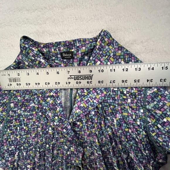 Beluya San Francisco Womens Geometric Pattern Button-Up Shirt Medium Long-Sleeve - Picture 6 of 8